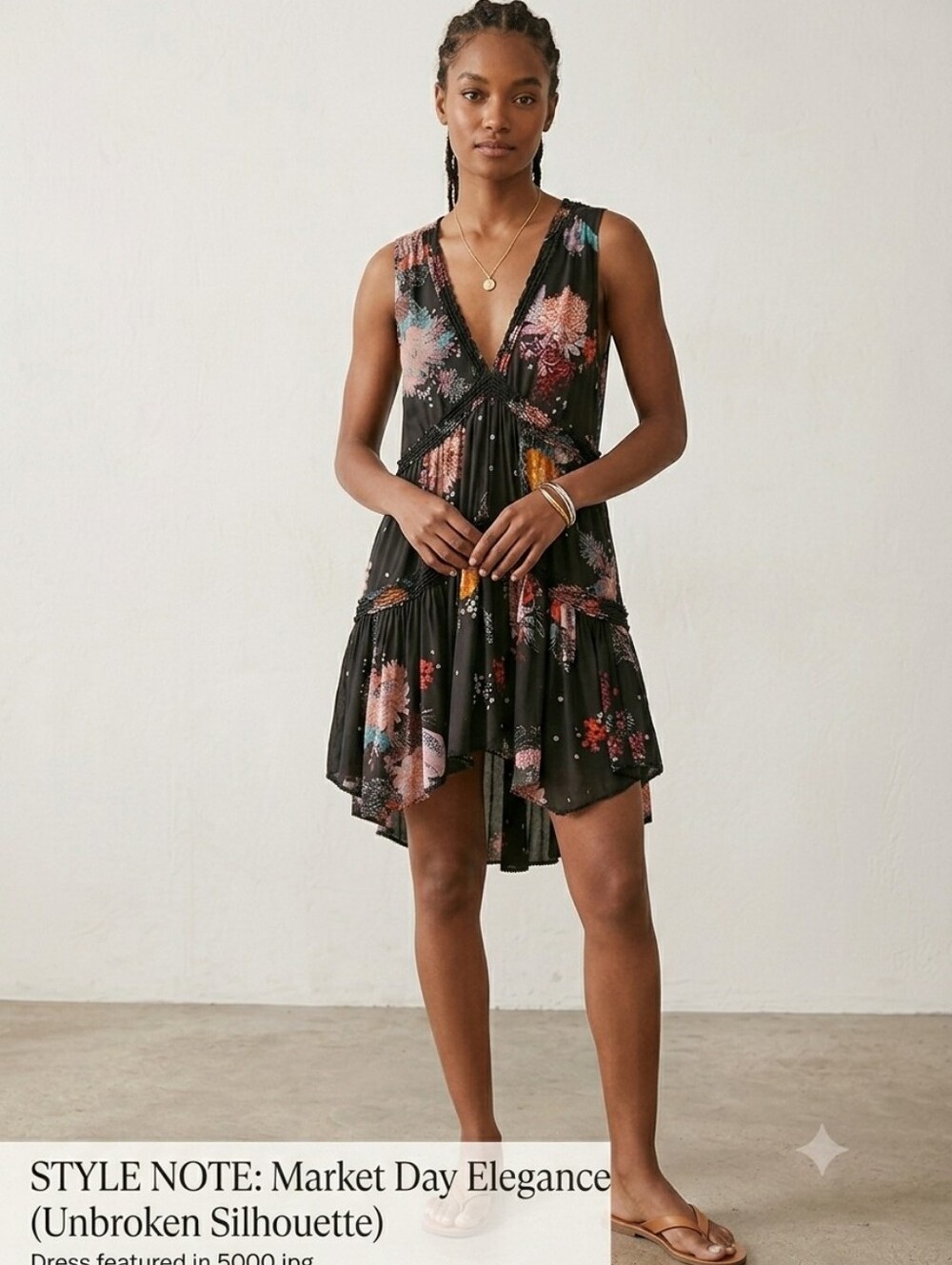 ​Free People Boho Floral Ruffled Tunic Dress